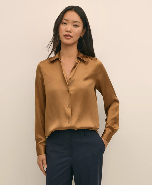 Relaxed Fit Silk Charmeuse Blouse | Brooks Brothers discount
