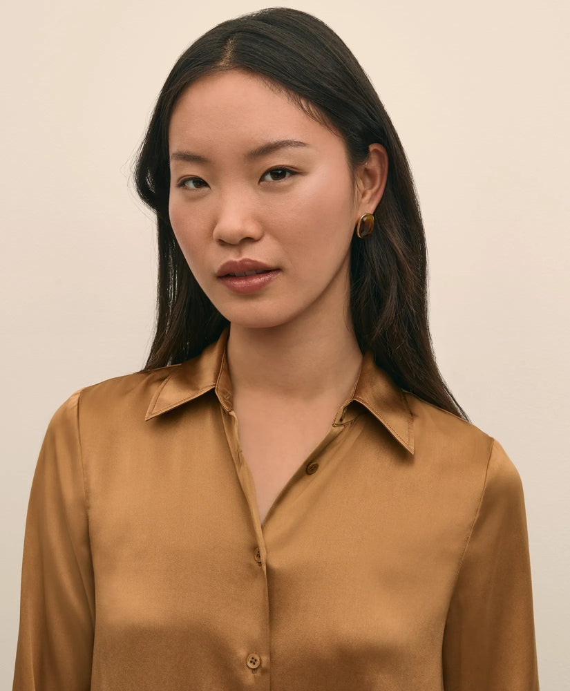 Relaxed Fit Silk Charmeuse Blouse | Brooks Brothers discount