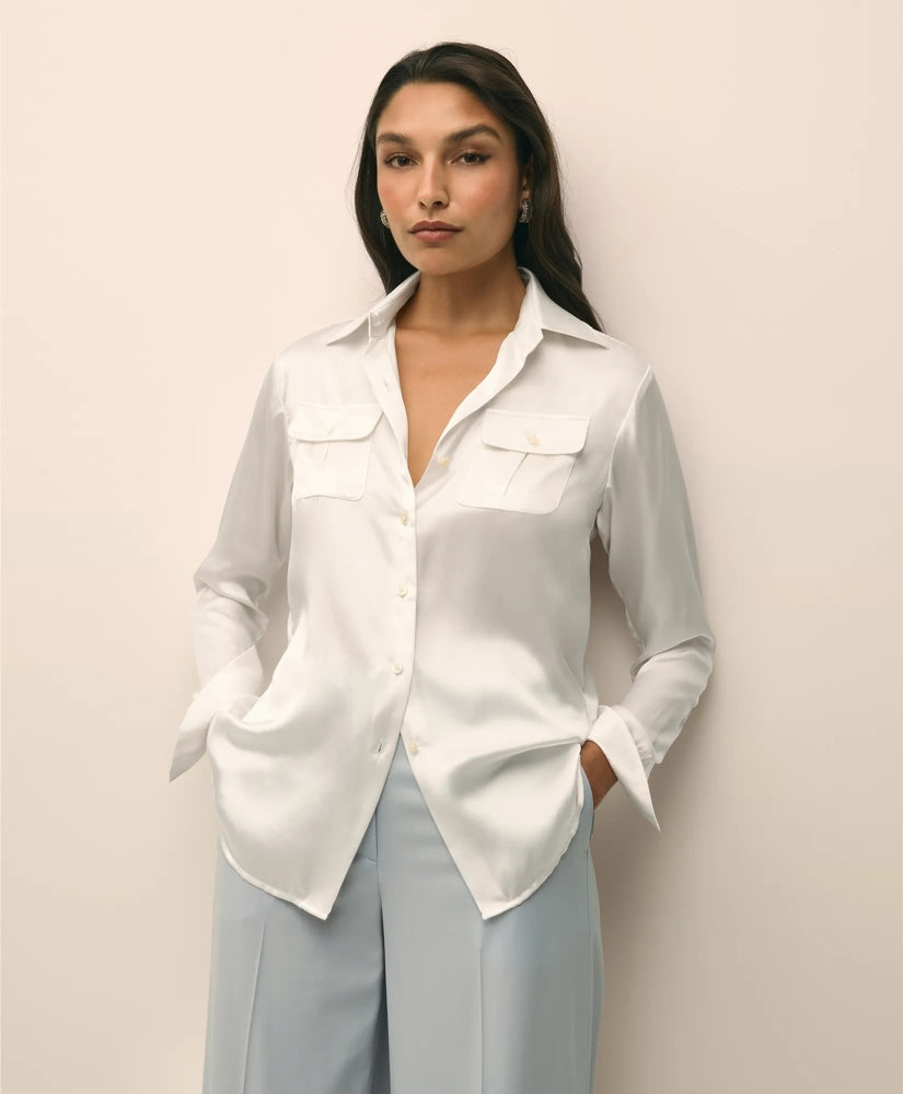 Relaxed Utility Blouse in Washable Silk | Brooks Brothers online