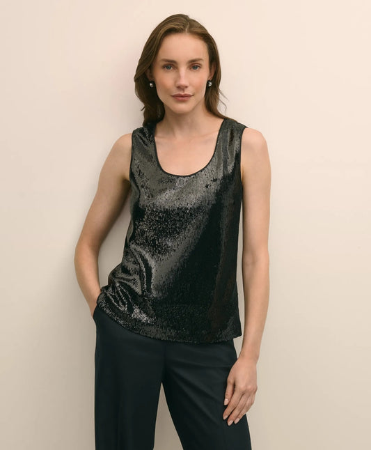 Sequin Scoop Neck Sleeveless Top | Brooks Brothers outlet