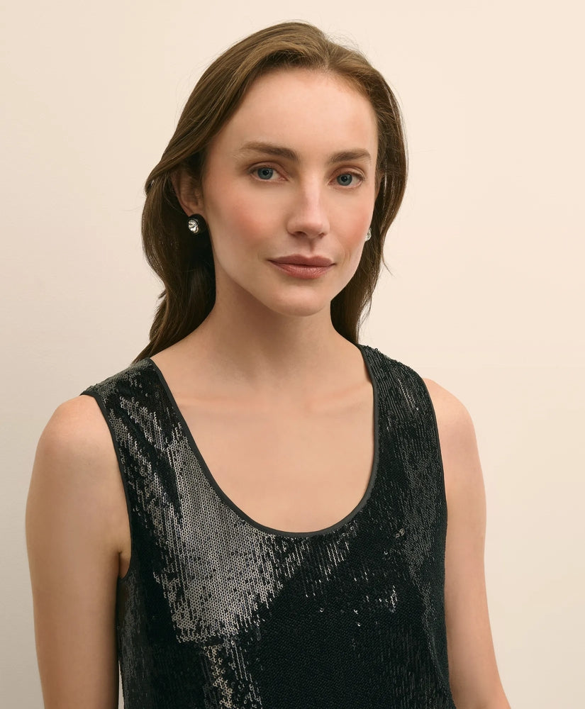 Sequin Scoop Neck Sleeveless Top | Brooks Brothers outlet