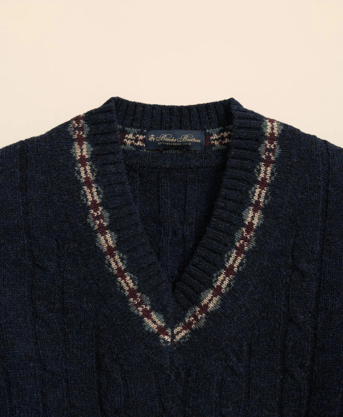 Shetland Wool Fair-Isle Tipped Archive Tennis Sweater | Brooks Brothers discount