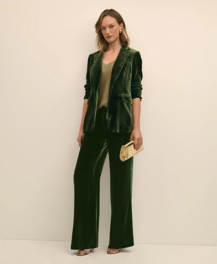 Silk Blend Drapey Velvet Wide-Leg Trouser | Brooks Brothers outlet