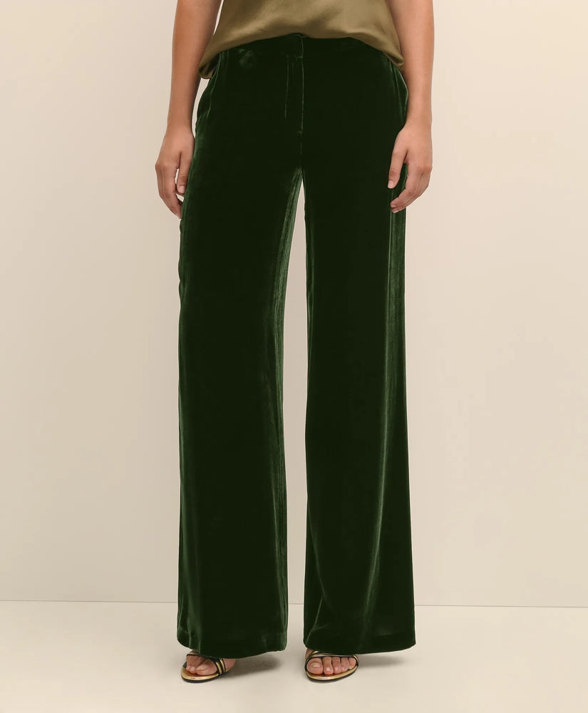 Silk Blend Drapey Velvet Wide-Leg Trouser | Brooks Brothers outlet