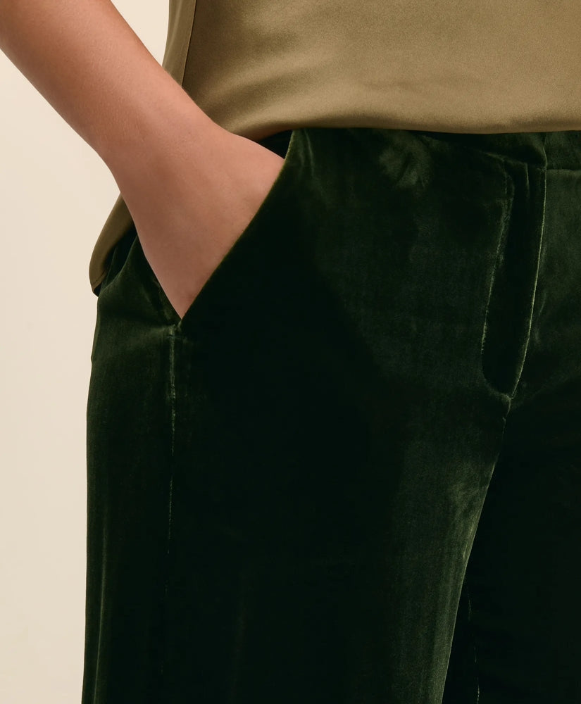 Silk Blend Drapey Velvet Wide-Leg Trouser | Brooks Brothers outlet