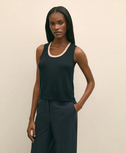 Silk-Blend Tipped Sleeveless Sweater Shell | Brooks Brothers online