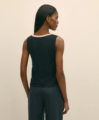 Silk-Blend Tipped Sleeveless Sweater Shell | Brooks Brothers online