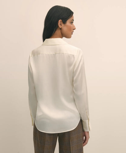 Silk Charmeuse Pintucked Blouse | Brooks Brothers online shop