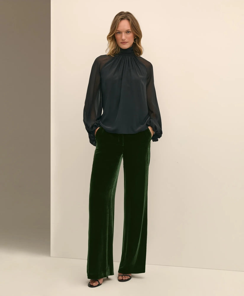 Silk Contrast-Sleeve Blouse | Brooks Brothers for sale