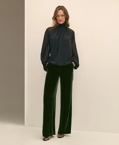 Silk Contrast-Sleeve Blouse | Brooks Brothers for sale