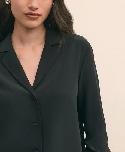 Silk Crepe Notch-Collar Blouse | Brooks Brothers outlet