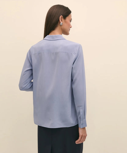 Silk Crepe Notch-Collar Blouse | Brooks Brothers on sale