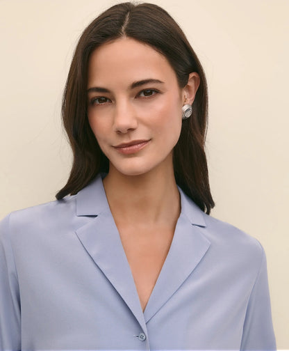 Silk Crepe Notch-Collar Blouse | Brooks Brothers on sale
