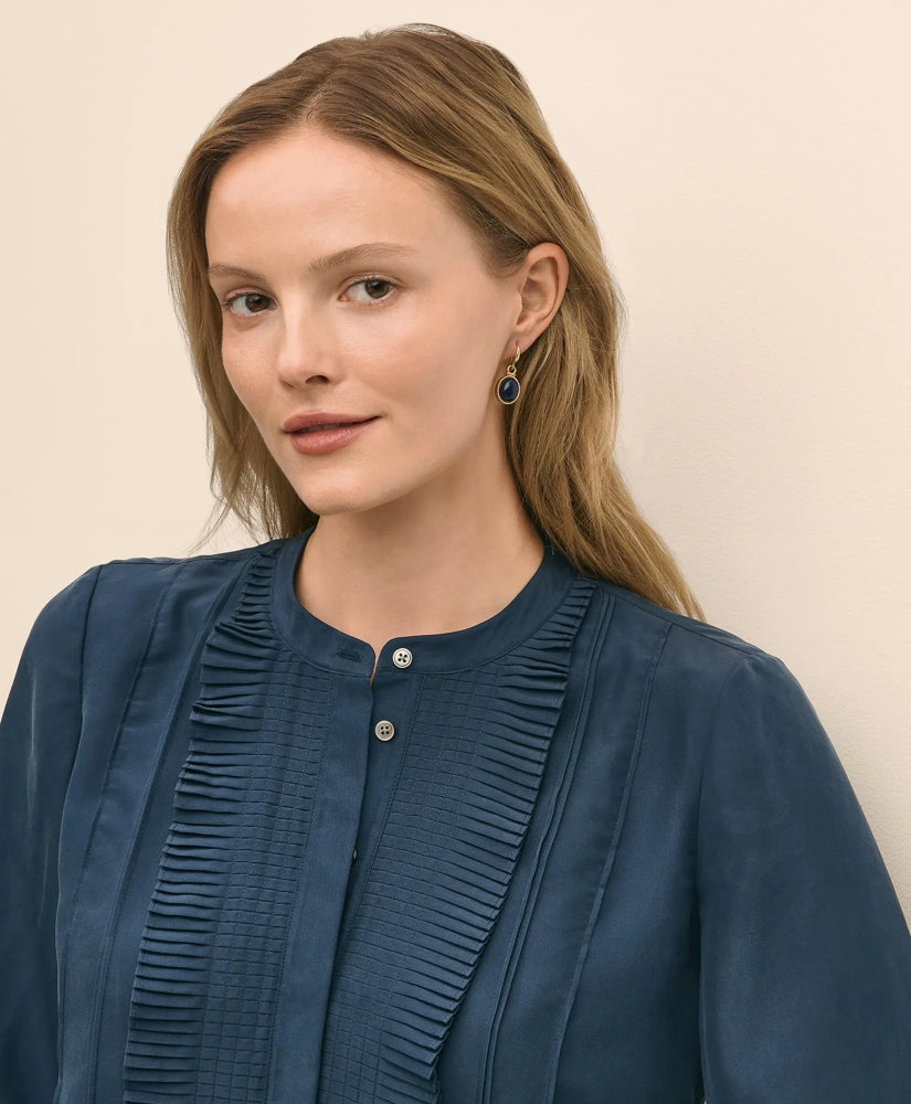 Silk Habotai Pintucked Blouse | Brooks Brothers online shop