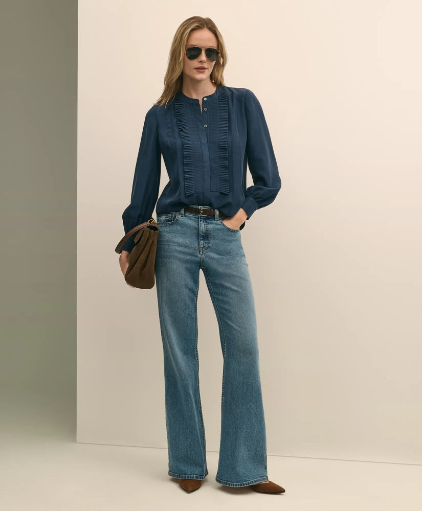 Silk Habotai Pintucked Blouse | Brooks Brothers online shop