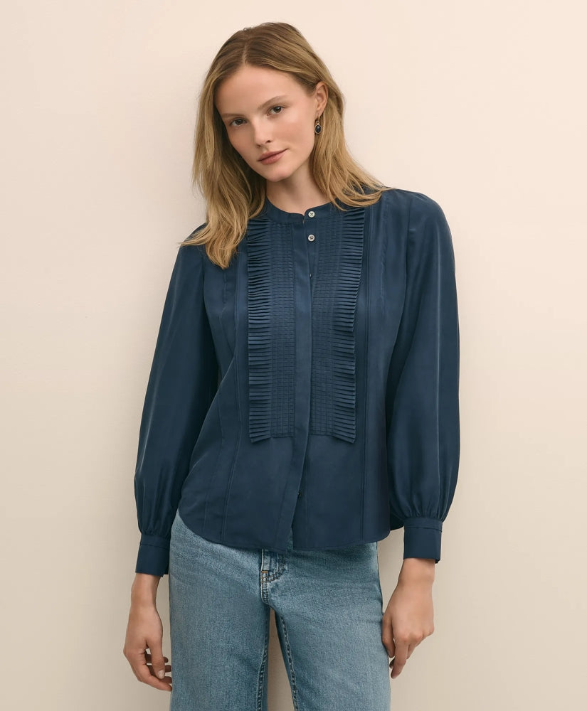 Silk Habotai Pintucked Blouse | Brooks Brothers online shop
