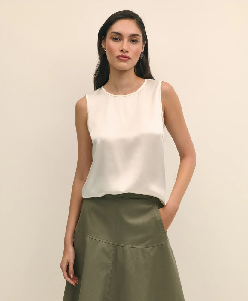 Sleeveless Shell in Washable Silk | Brooks Brothers online shop