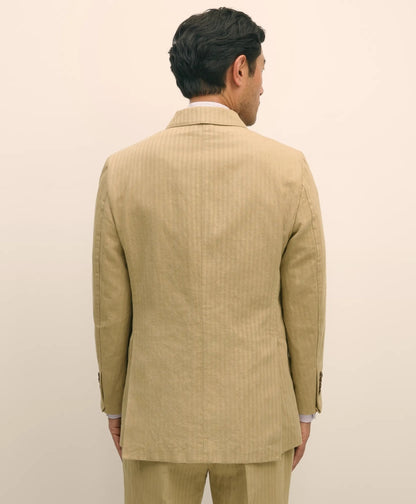 Slim Fit Cotton-Linen Herringbone Double-Breasted Suit Jacket | Brooks Brothers online