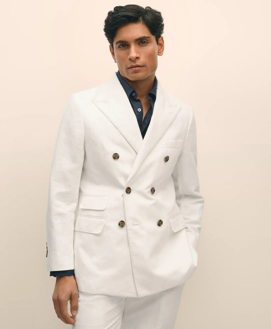 Slim Fit Cotton-Linen Herringbone Double-Breasted Suit Jacket | Brooks Brothers sale