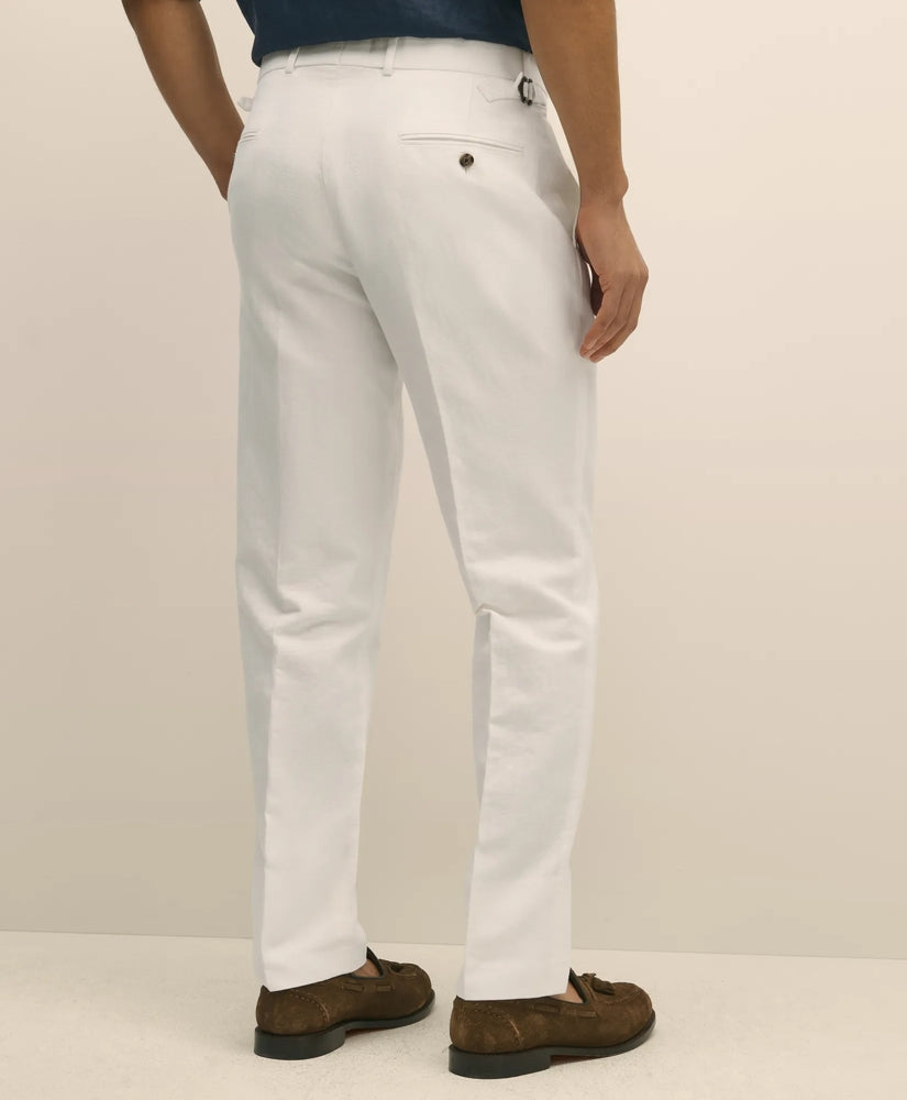 Slim Fit Cotton-Linen Herringbone Single-Pleat Suit Pants | Brooks Brothers for sale