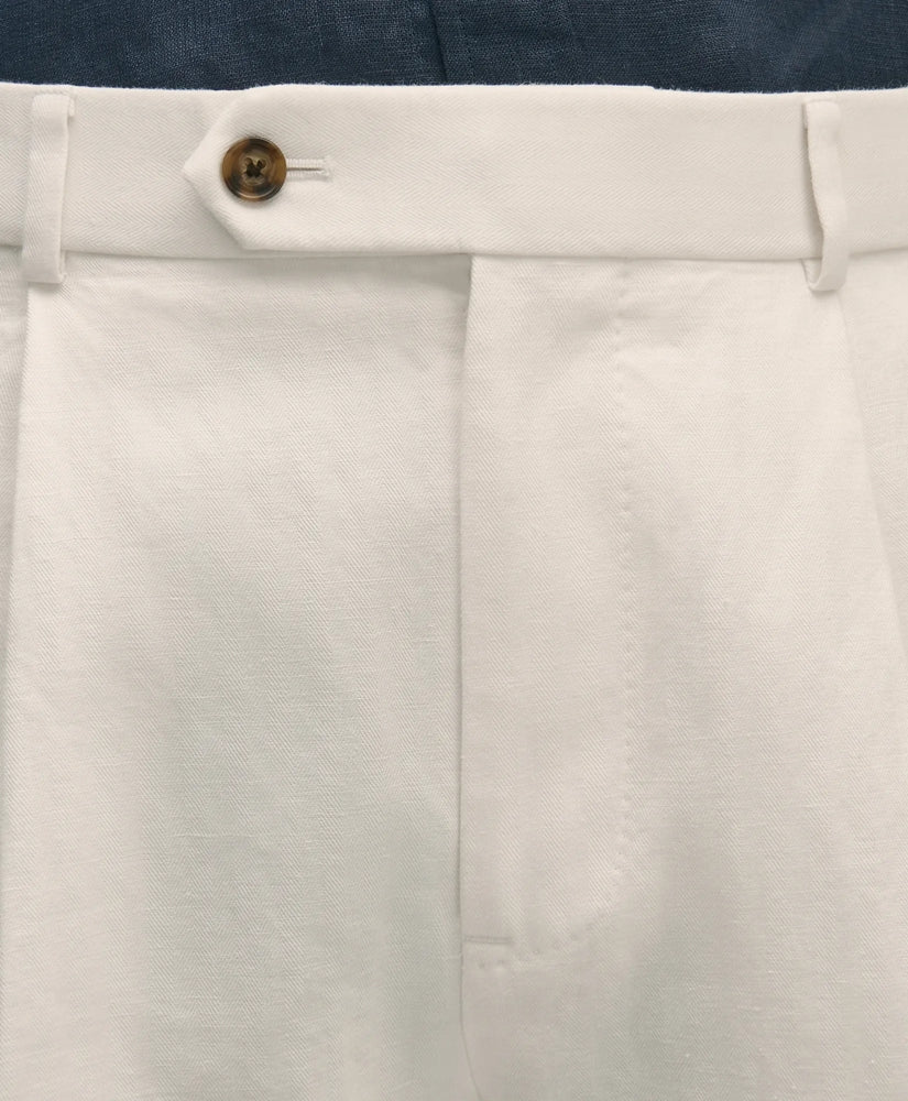 Slim Fit Cotton-Linen Herringbone Single-Pleat Suit Pants | Brooks Brothers for sale