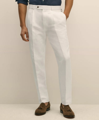 Slim Fit Cotton-Linen Herringbone Single-Pleat Suit Pants | Brooks Brothers for sale