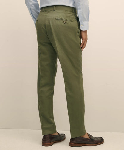 Slim Fit Fine Twill Washed Linen-Cotton Single-Pleat Suit Pants | Brooks Brothers outlet