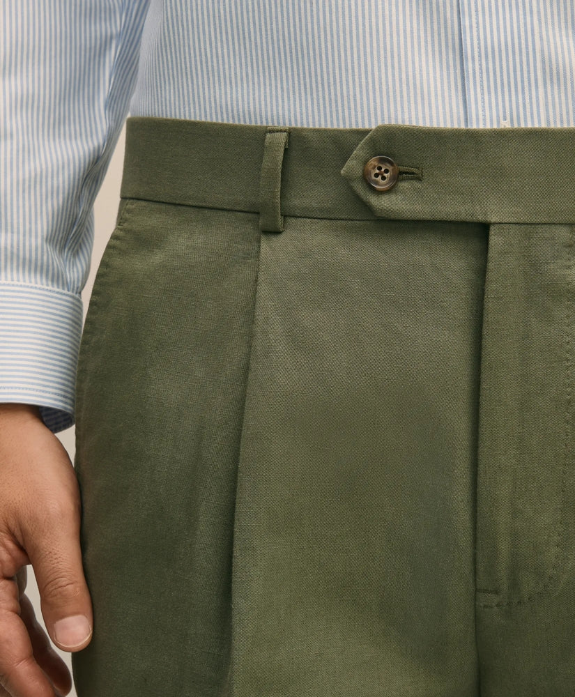 Slim Fit Fine Twill Washed Linen-Cotton Single-Pleat Suit Pants | Brooks Brothers outlet