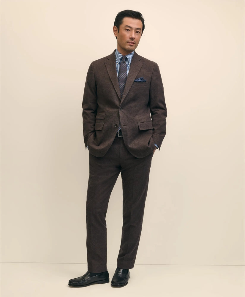 Slim Fit Mini-Houndstooth Suit Jacket in Brushed-Cotton | Brooks Brothers for sale