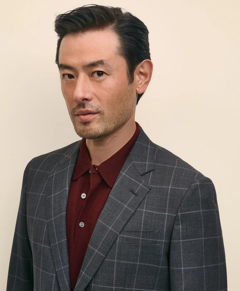 Slim Fit Wool Windowpane 1818 Suit | Brooks Brothers outlet