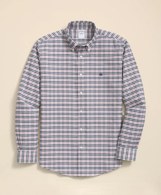 Stretch Non-Iron Oxford Button-Down Collar, Vintage Check Shirt | Brooks Brothers for sale