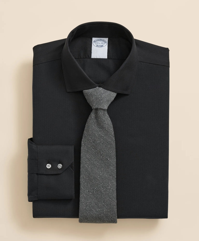 Stretch Supima® Cotton Non-Iron English Spread Collar, Herringbone Dress Shirt | Brooks Brothers online shop