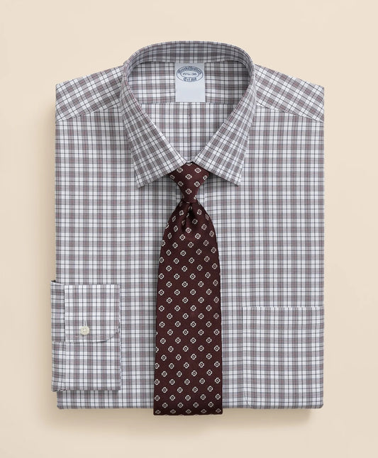 Stretch Supima® Cotton Non-Iron Pinpoint Oxford Ainsley Collar, Check Dress Shirt | Brooks Brothers sale