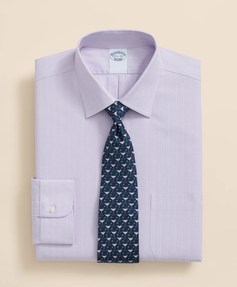 Stretch Supima® Cotton Non-Iron Royal Oxford Ainsley Collar, Striped Dress Shirt | Brooks Brothers online shop