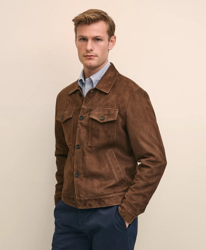 Suede Trucker Jacket | Brooks Brothers online shop