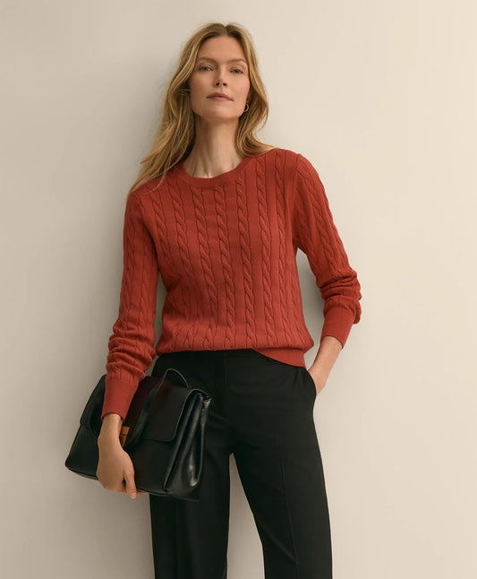 Supima® Cotton Cable Crewneck Sweater | Brooks Brothers for sale
