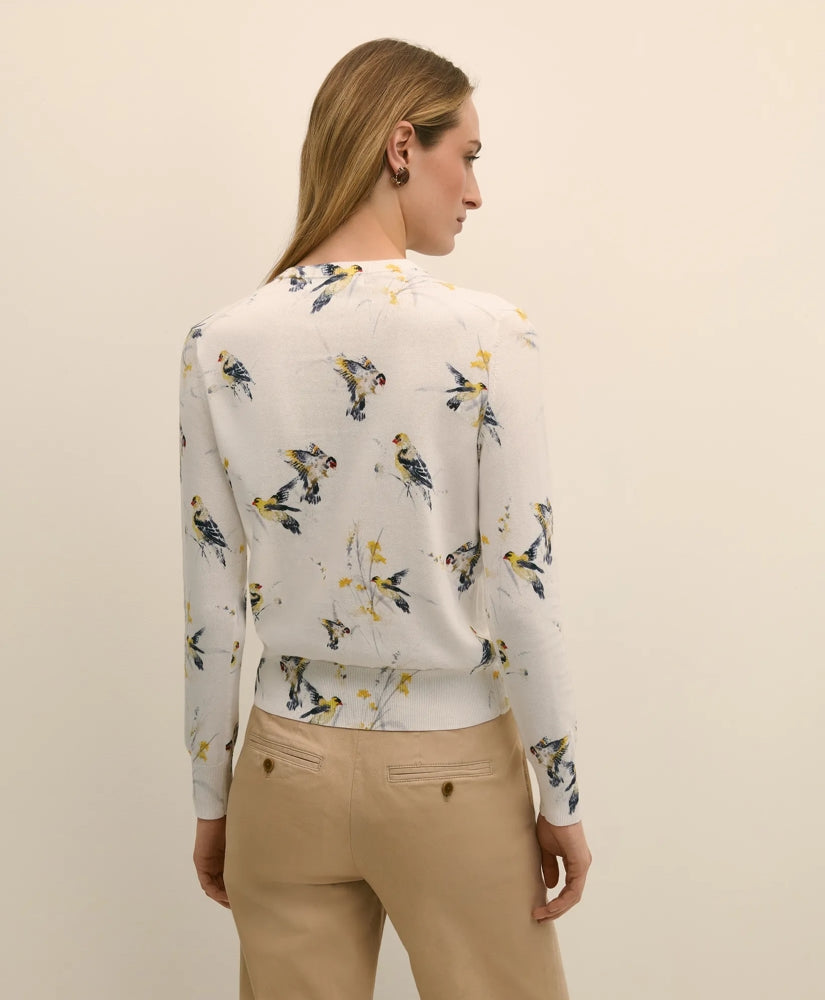 Cotton Cardigan in Bird Print | Brooks Brothers online shop