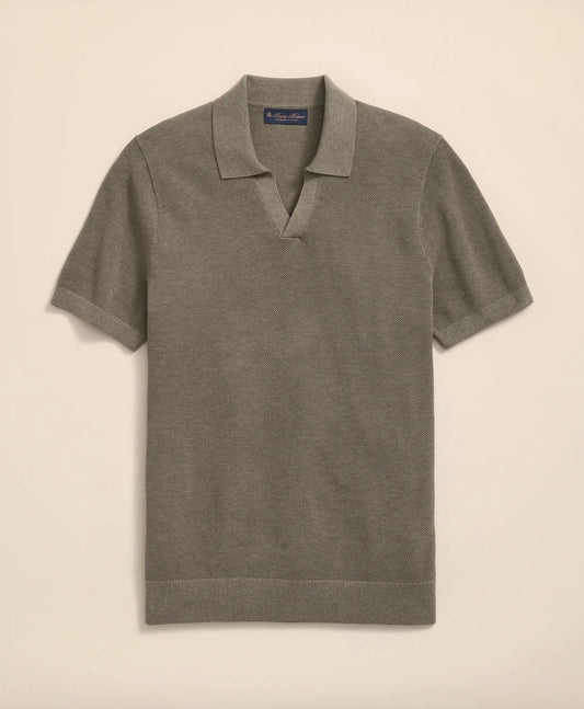 Supima® Cotton Pique Johnny Collar Sweater | Brooks Brothers on sale