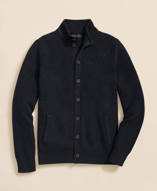 Supima® Cotton Ribbed Mock Neck Cardigan | Brooks Brothers sale