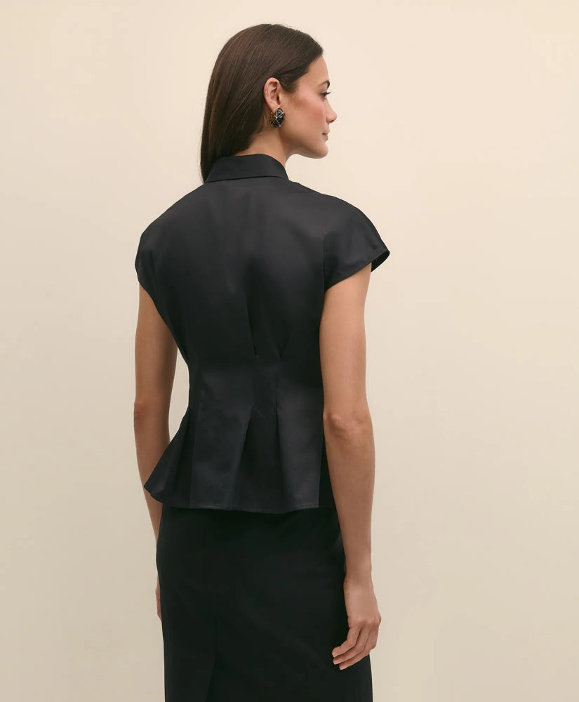 Supima® Cotton Sateen Pleated Peplum Shirt | Brooks Brothers discount