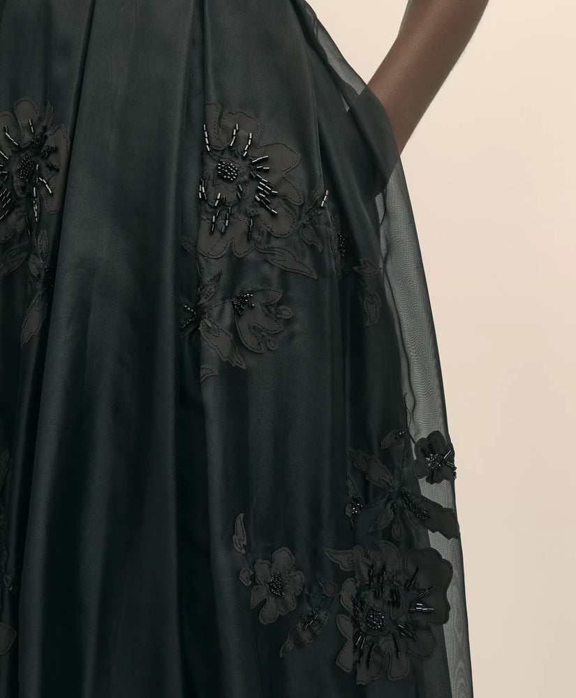 Taffeta Skirt With Embroidered Organza Overlay | Brooks Brothers on sale