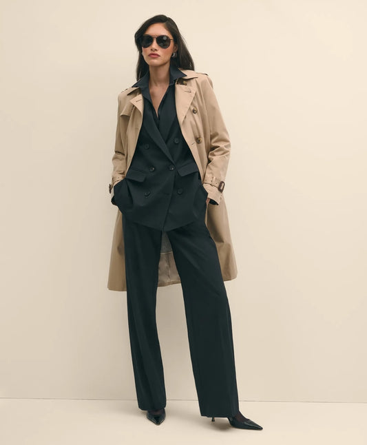 The Essentials Wide-Leg Trousers in Wool Blend | Brooks Brothers online