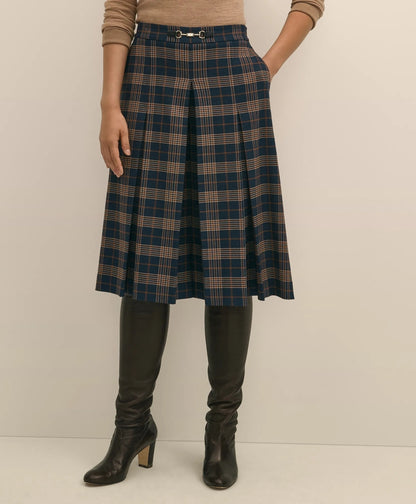 Twill Pleated Plaid Culottes | Brooks Brothers online shop