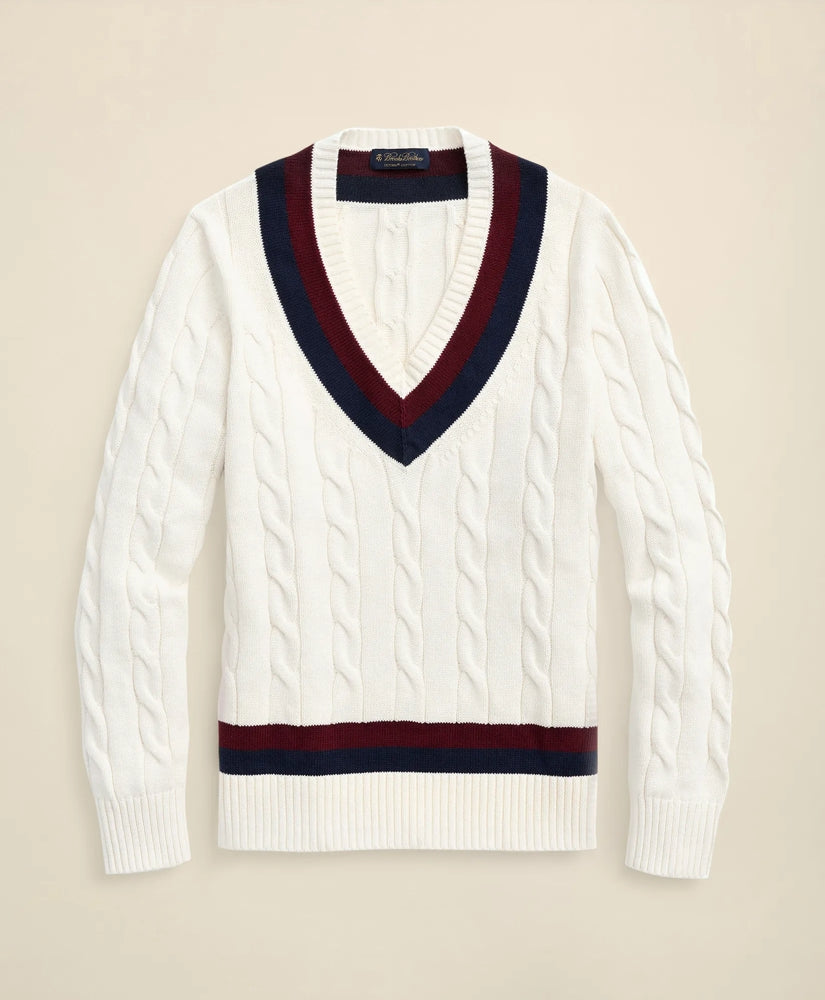 Vintage-Inspired Tennis V-Neck Sweater in Supima® Cotton | Brooks Brothers for sale
