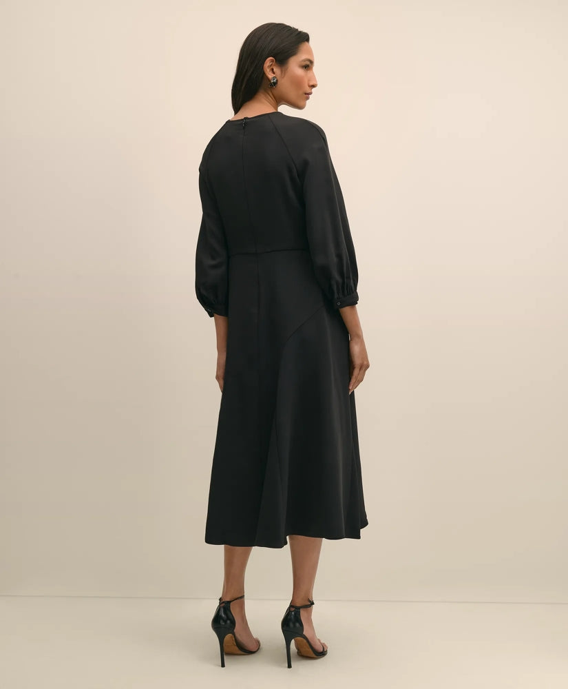 Viscose Blend Shirred-Sleeve Dress | Brooks Brothers for sale