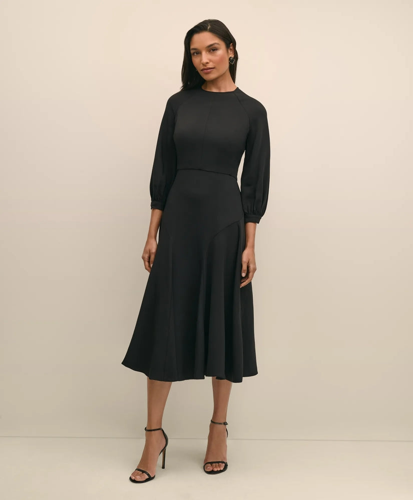 Viscose Blend Shirred-Sleeve Dress | Brooks Brothers for sale