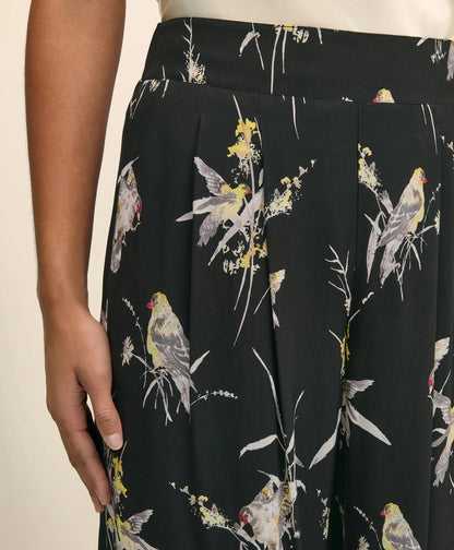 Easy Fit, Elastic Back Wide-Leg Soft Bird Print Pants | Brooks Brothers outlet