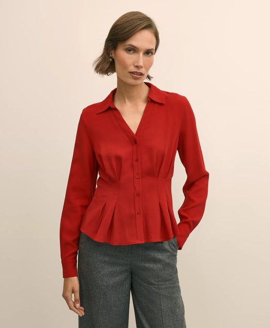 Viscose Peplum Blouse | Brooks Brothers sale