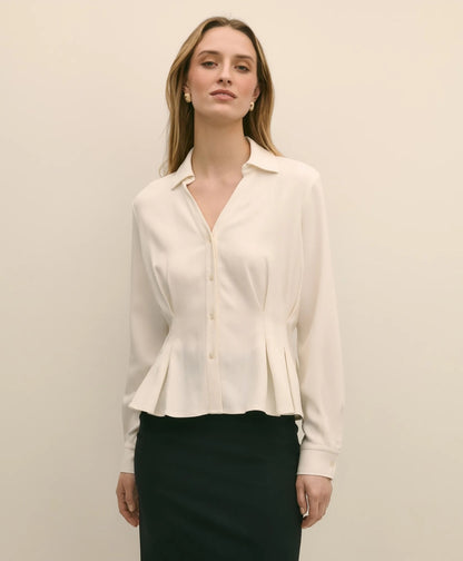 Viscose Pleated Peplum Blouse | Brooks Brothers for sale