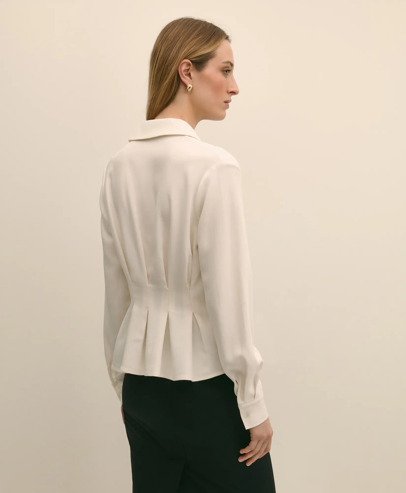 Viscose Pleated Peplum Blouse | Brooks Brothers for sale